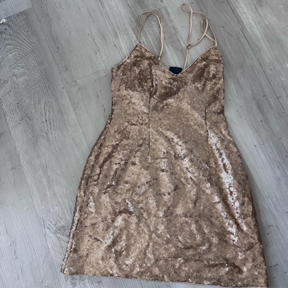 NWT Abercrombie & Fitch Shimmering Tan Sequin Mini Dress